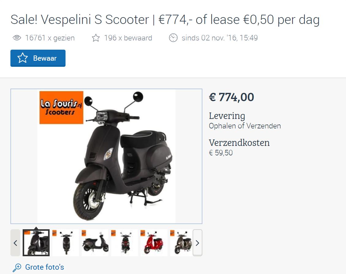 “Ook het verkopen van nieuwe scooters start op Marktplaats